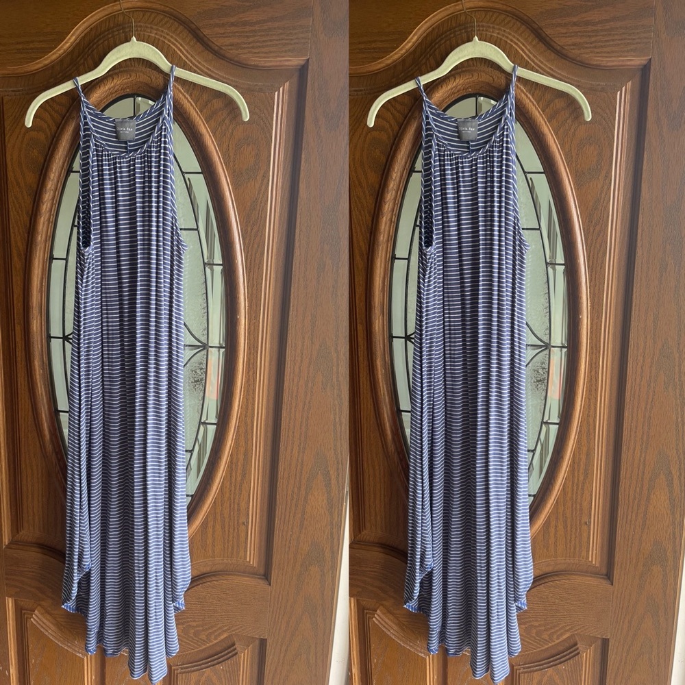 Blue striped maxi dress